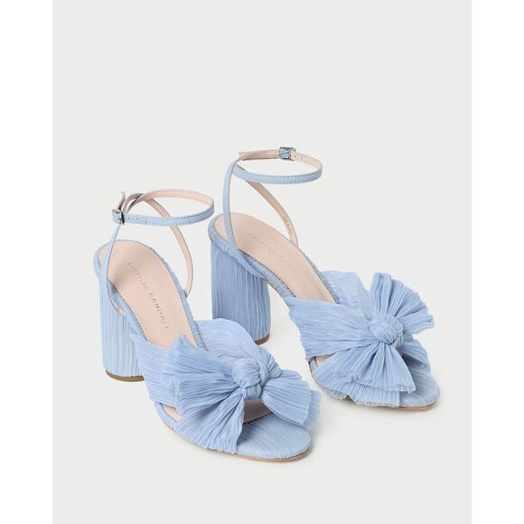 Loeffler Randall Camellia Blue Pleated Bow Heel Size 8 $395 - Picture 5 of 13